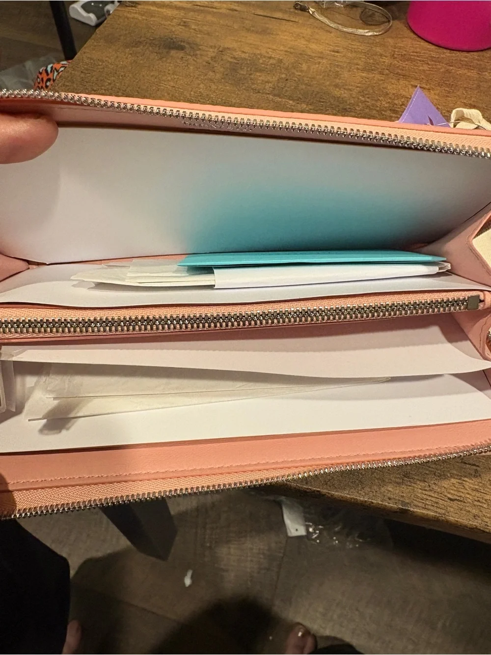 NWT Tiffany & Co. Pink Leather Zip Wallet